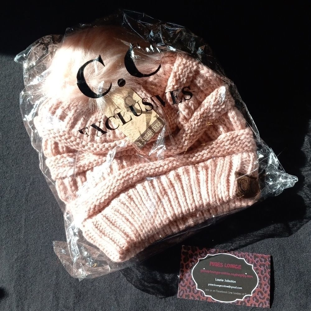 CC Beanie with One Matching Soft Pom Indi Pink